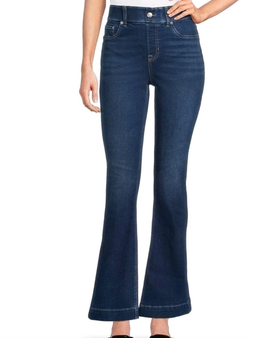 SPANX Easy Wear Pull On Blue High-Rise Flare Jeans Size Medium